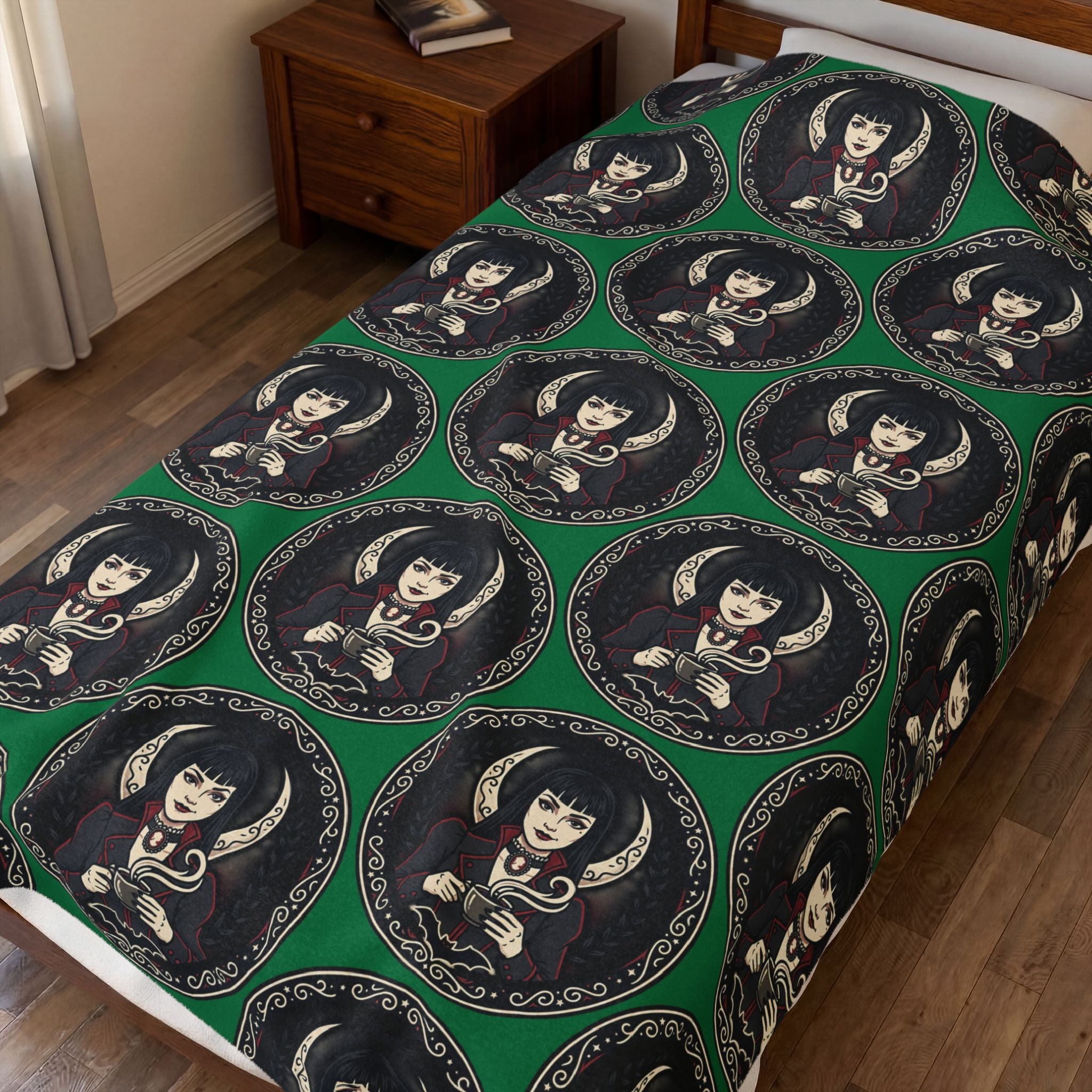 Gothic Doll Velveteen Throw Blanket