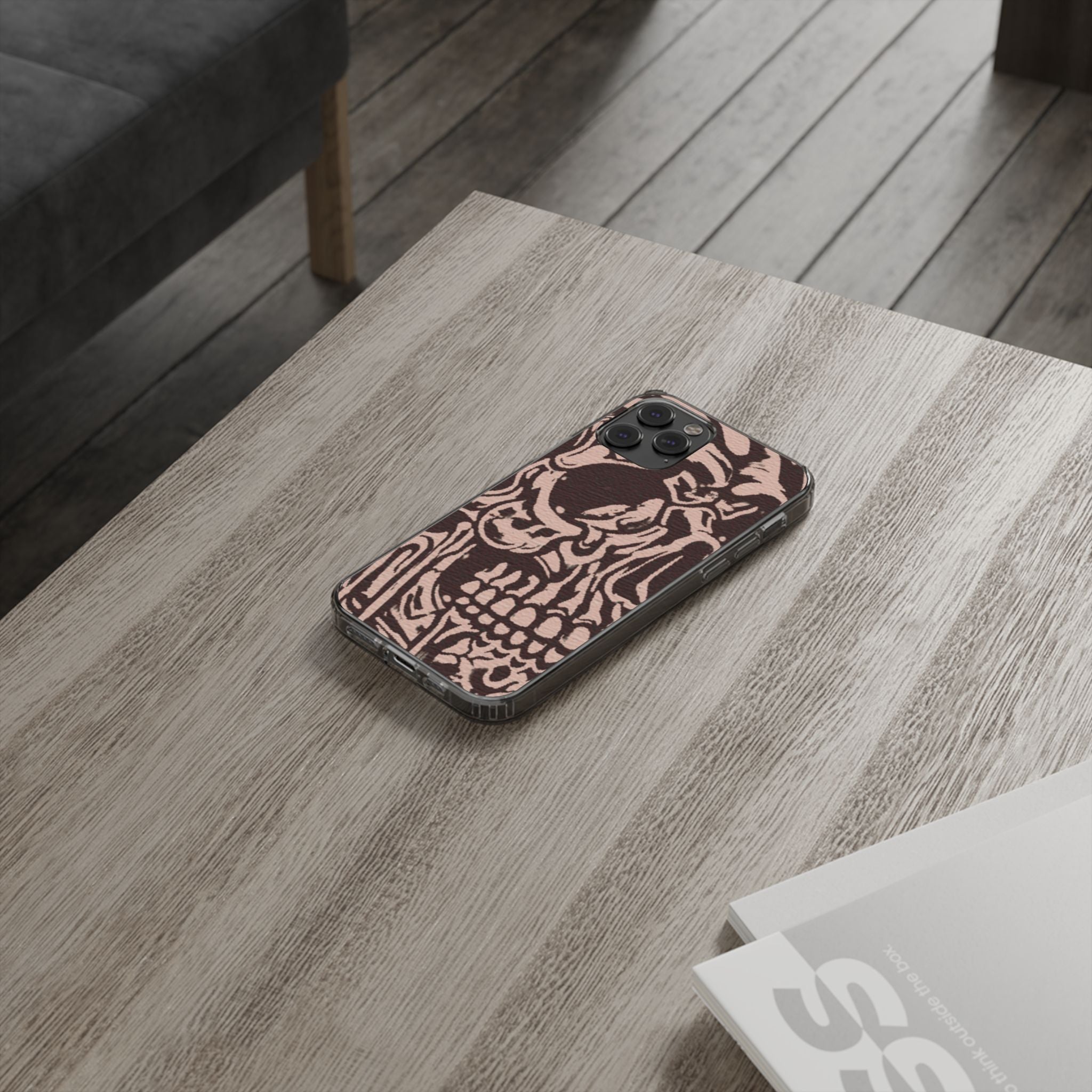 Gothic Abstract Skull Clear Phone Case