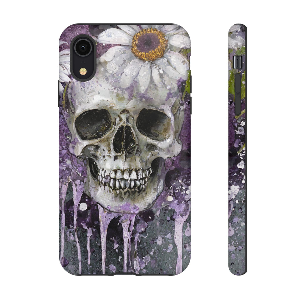 Plum Skull and Daisy Tough Phone Case