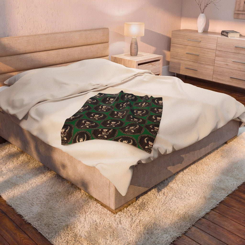 Gothic Doll Velveteen Throw Blanket