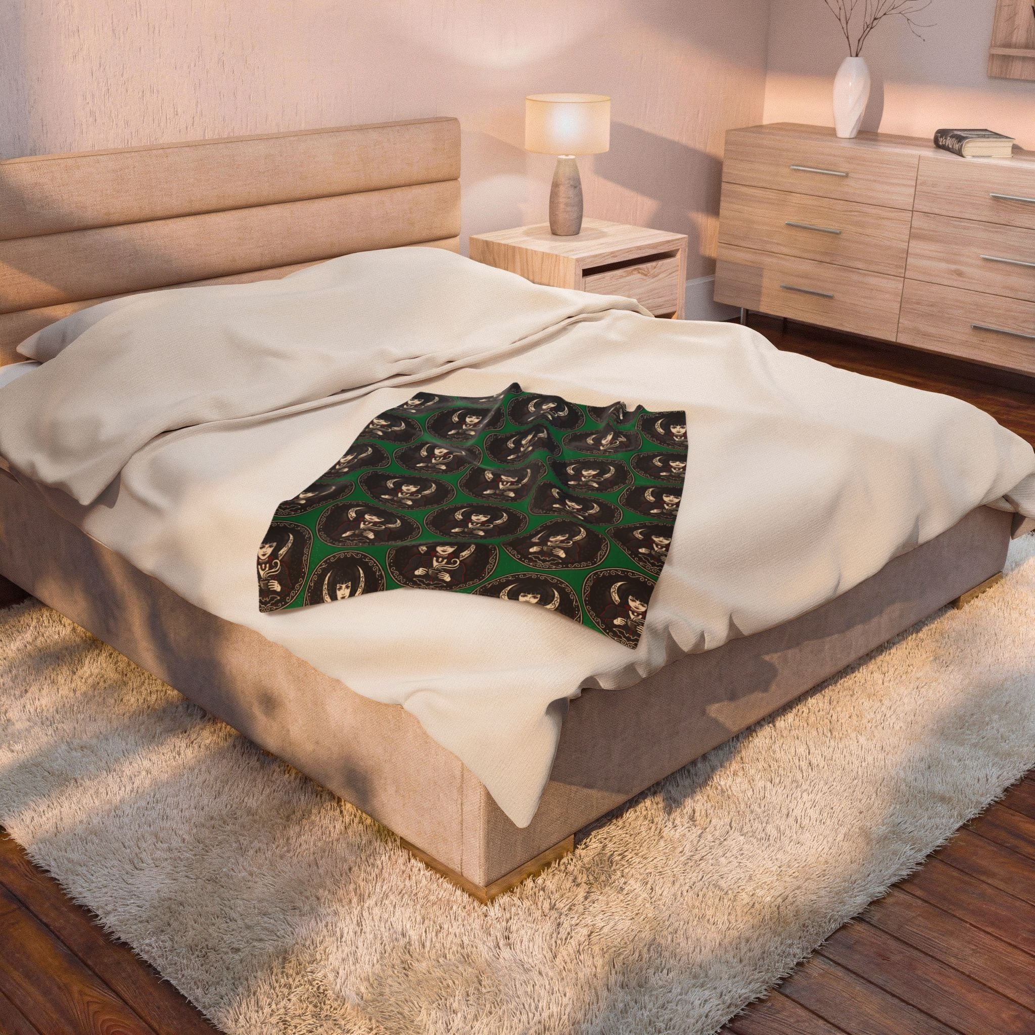 Gothic Doll Velveteen Throw Blanket