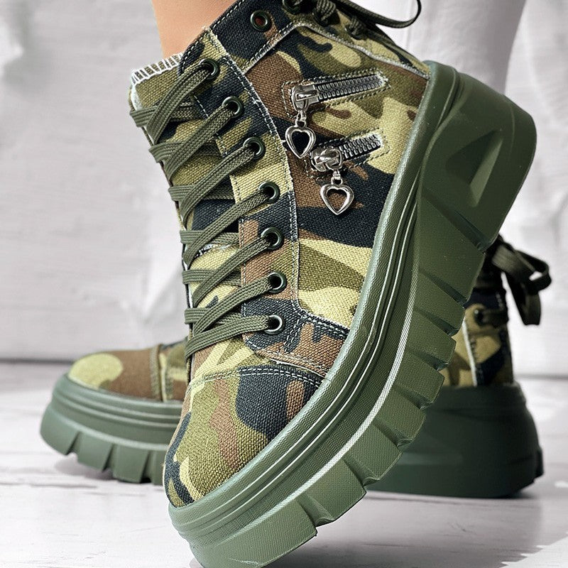 Women's Muffin Heel Side-Zip Lace-Up Sneakers