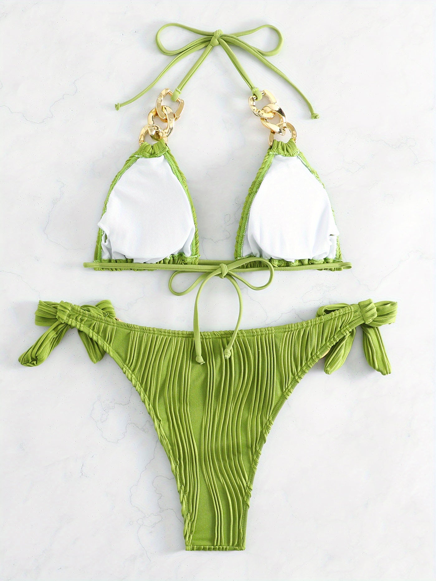 Golden Chain Halter Bikini Set