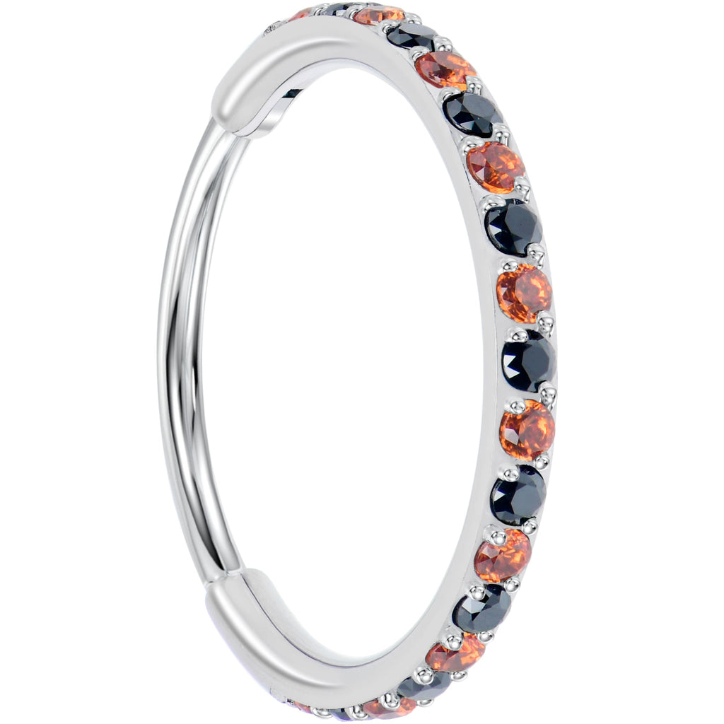 Black & Orange CZ Titanium Hinged Nose Hoop