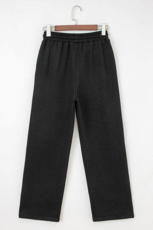 Leopard Drawstring Fleece Lined Elastic Waist Pant