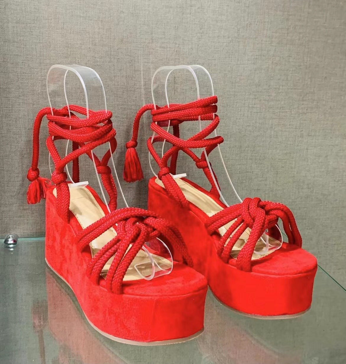 High Heel Strappy Wedge Sandals
