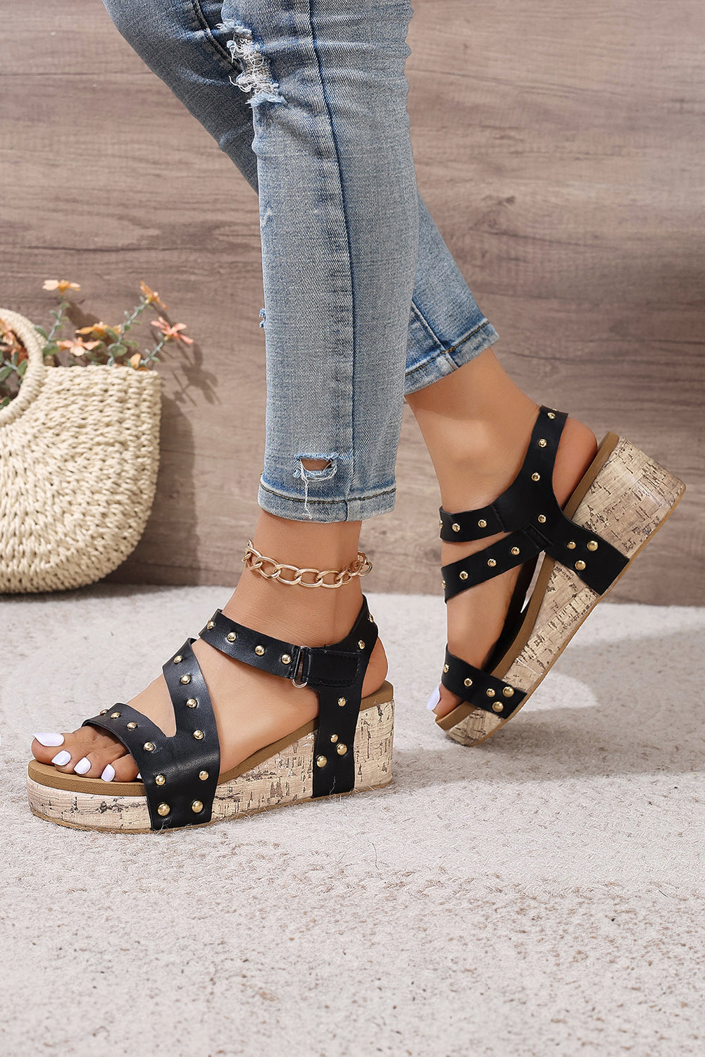 Arleth Out Vegan Leather Wedge Sandals