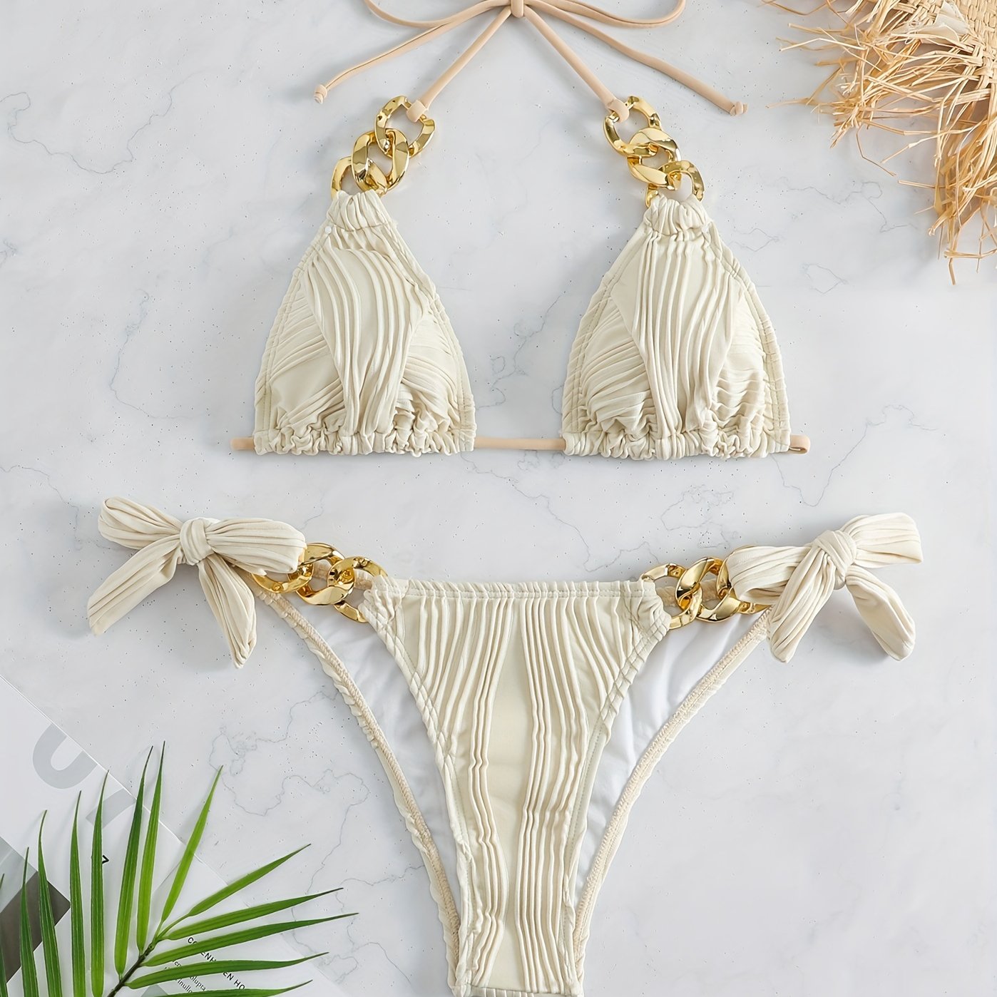 Golden Chain Halter Bikini Set