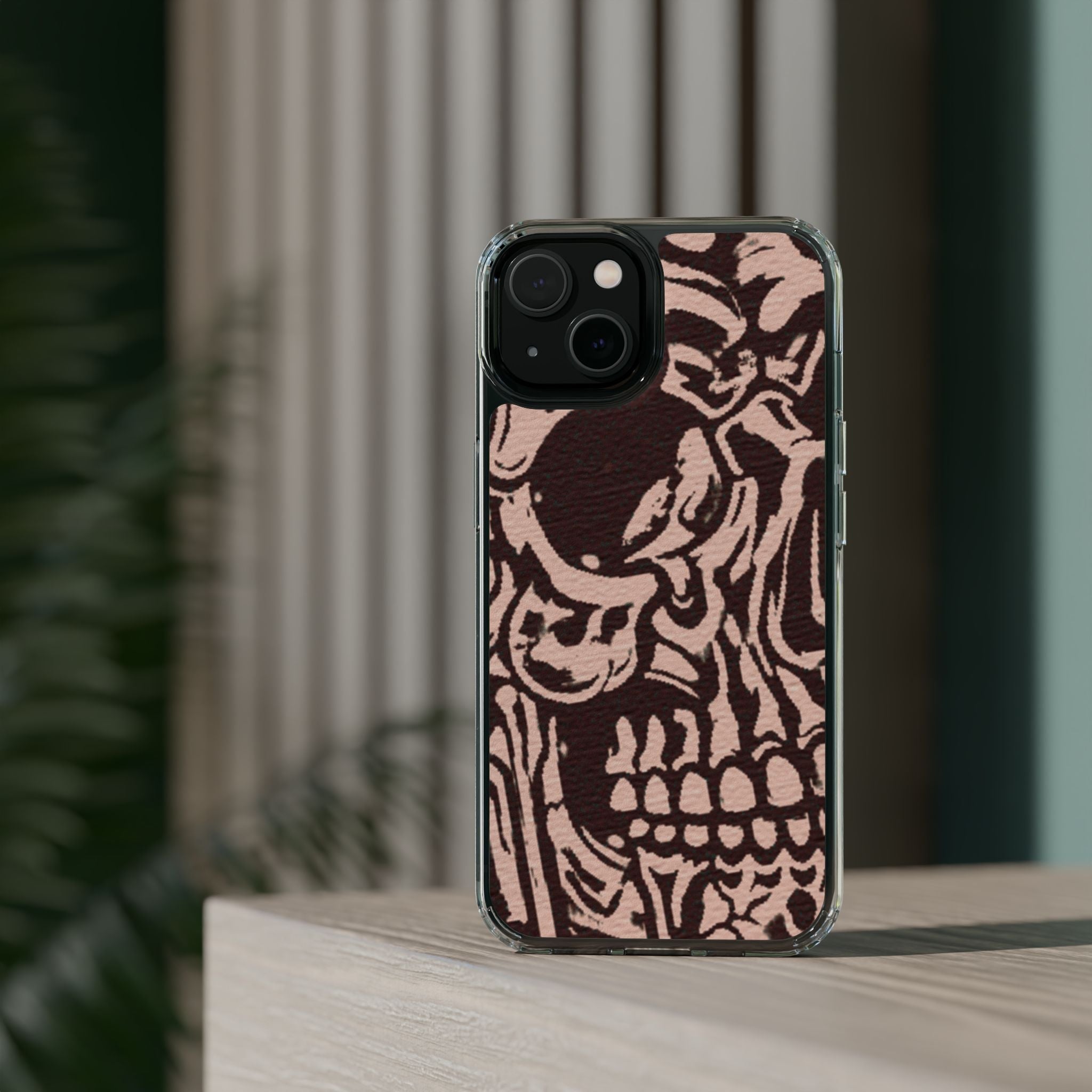 Gothic Abstract Skull Clear Phone Case