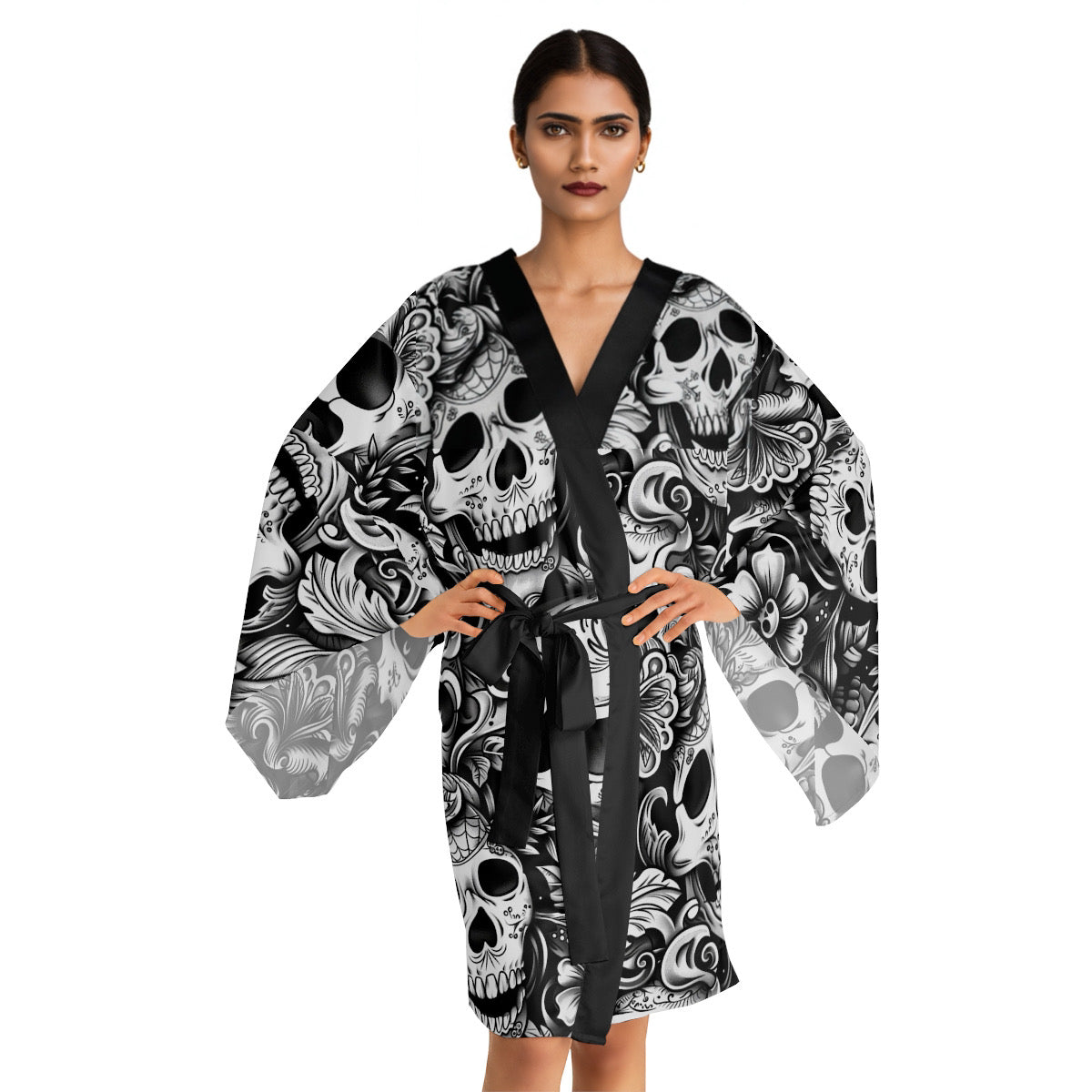 The Rebel Queens Skull Kimono Robe