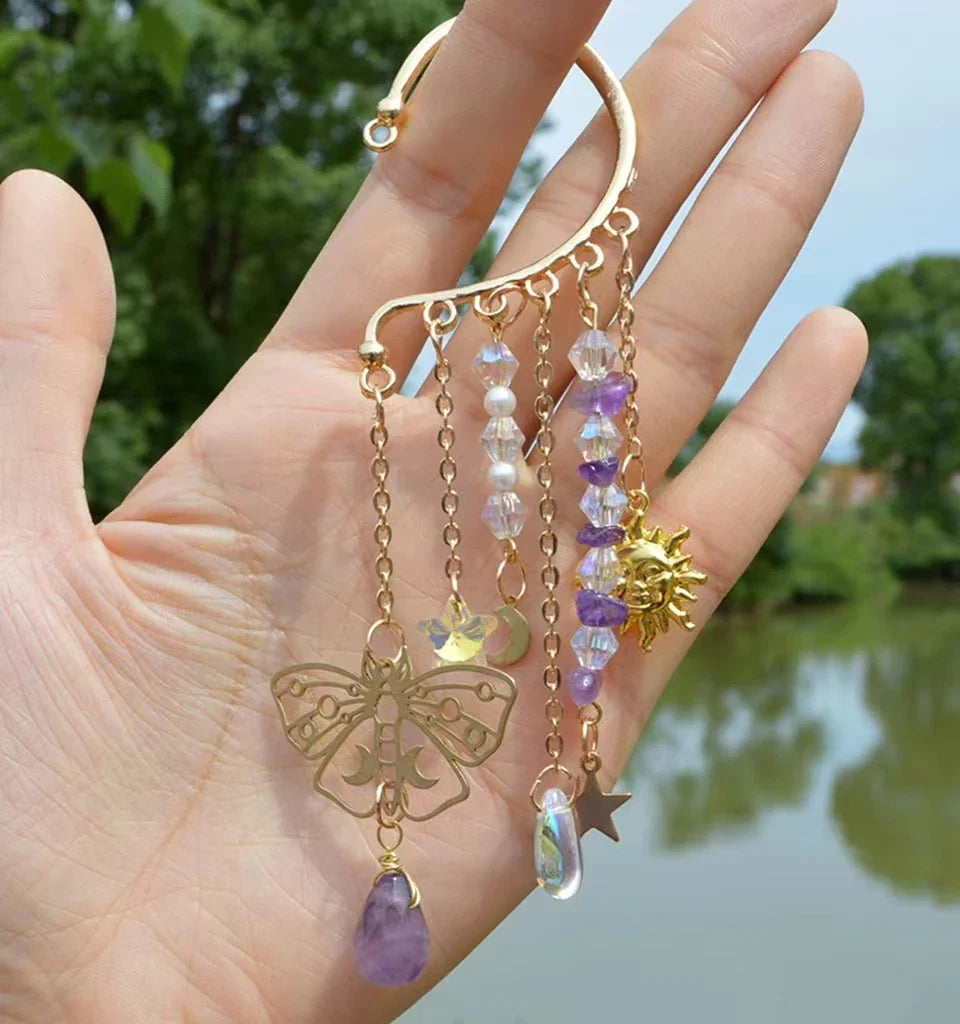 Crystal Charm Ear Cuffs