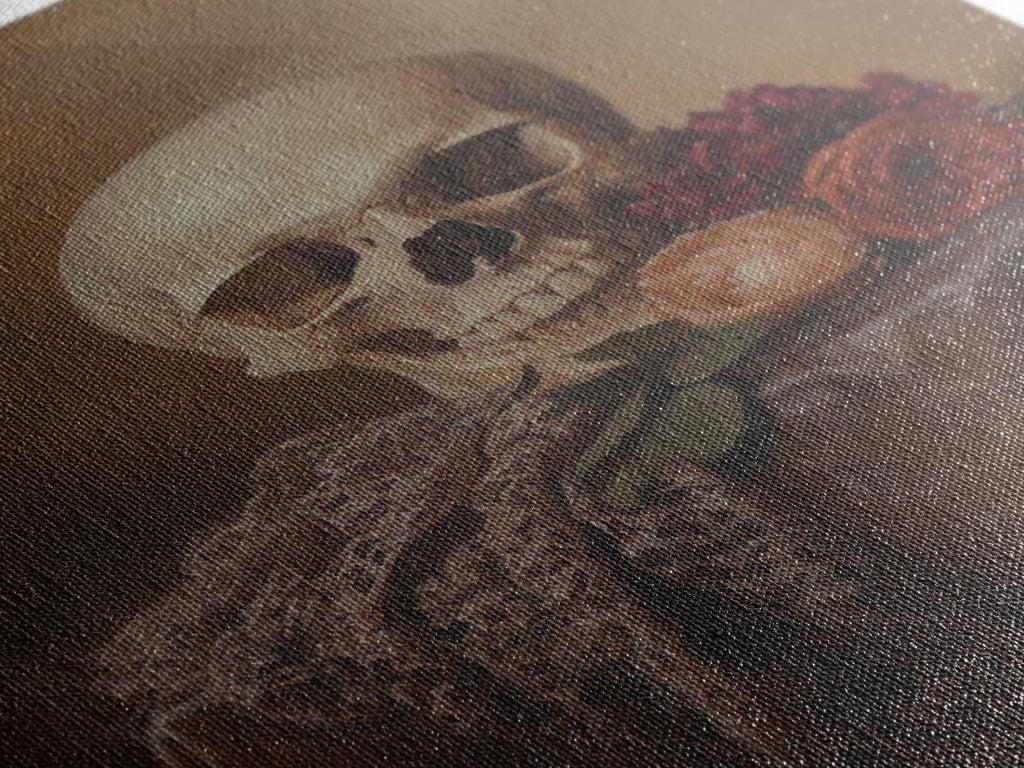 Skull and Roses Still Life Canvas Print