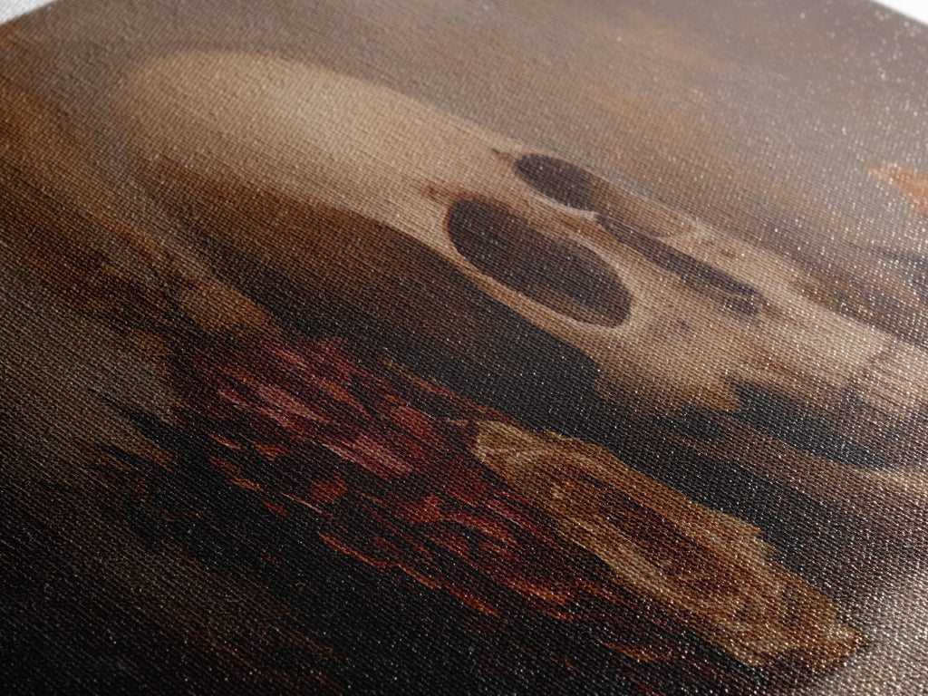 Skull and Flowers Still Life Canvas Print