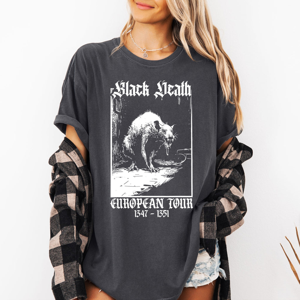Black Death European Tour Tee — Garment-Dyed Comfort Colors Graphic Shirt