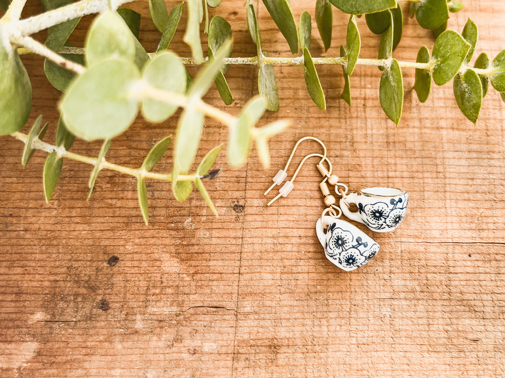 Dainty Tea Cup Charm Earrings