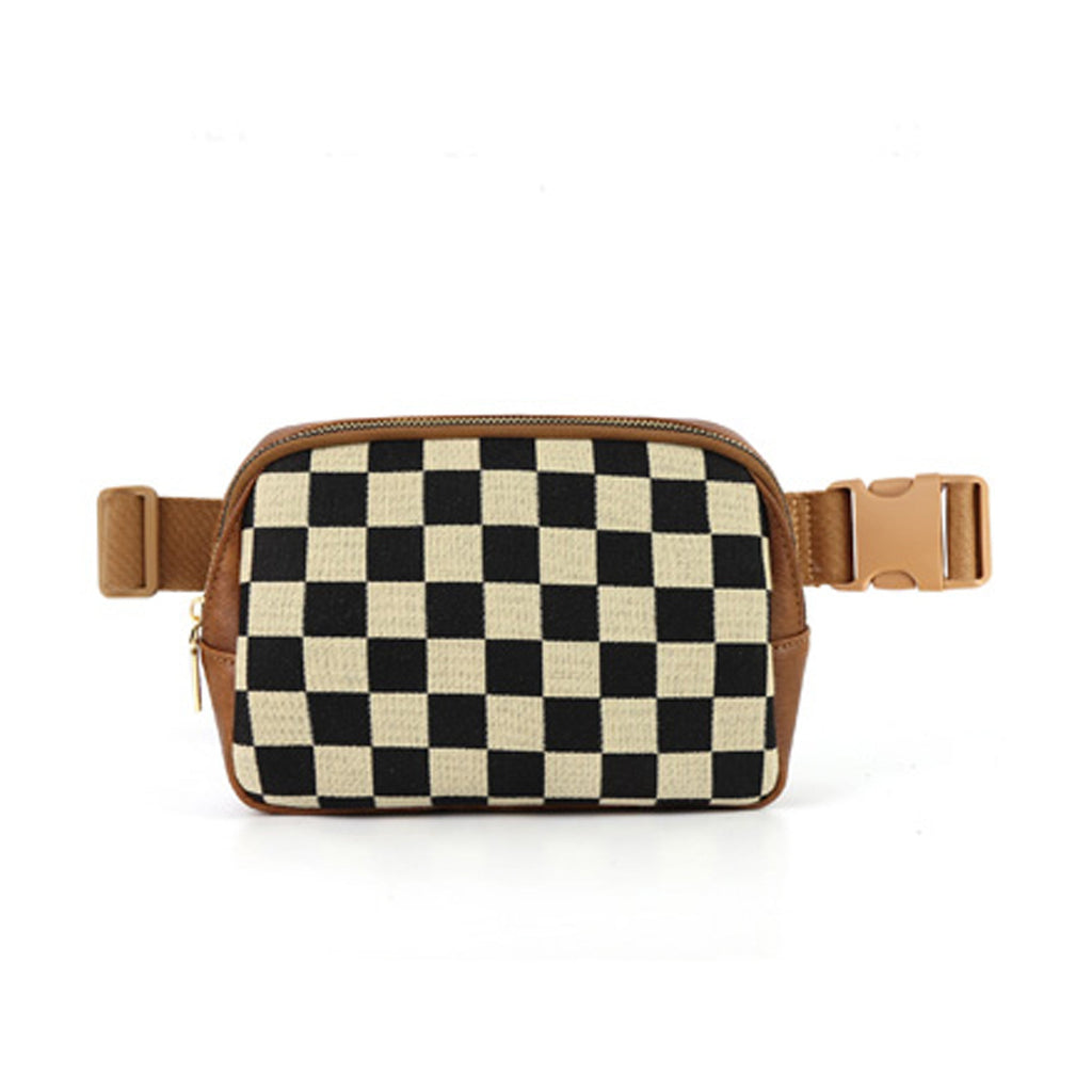 Alva Mixed Media Check Sling Bag