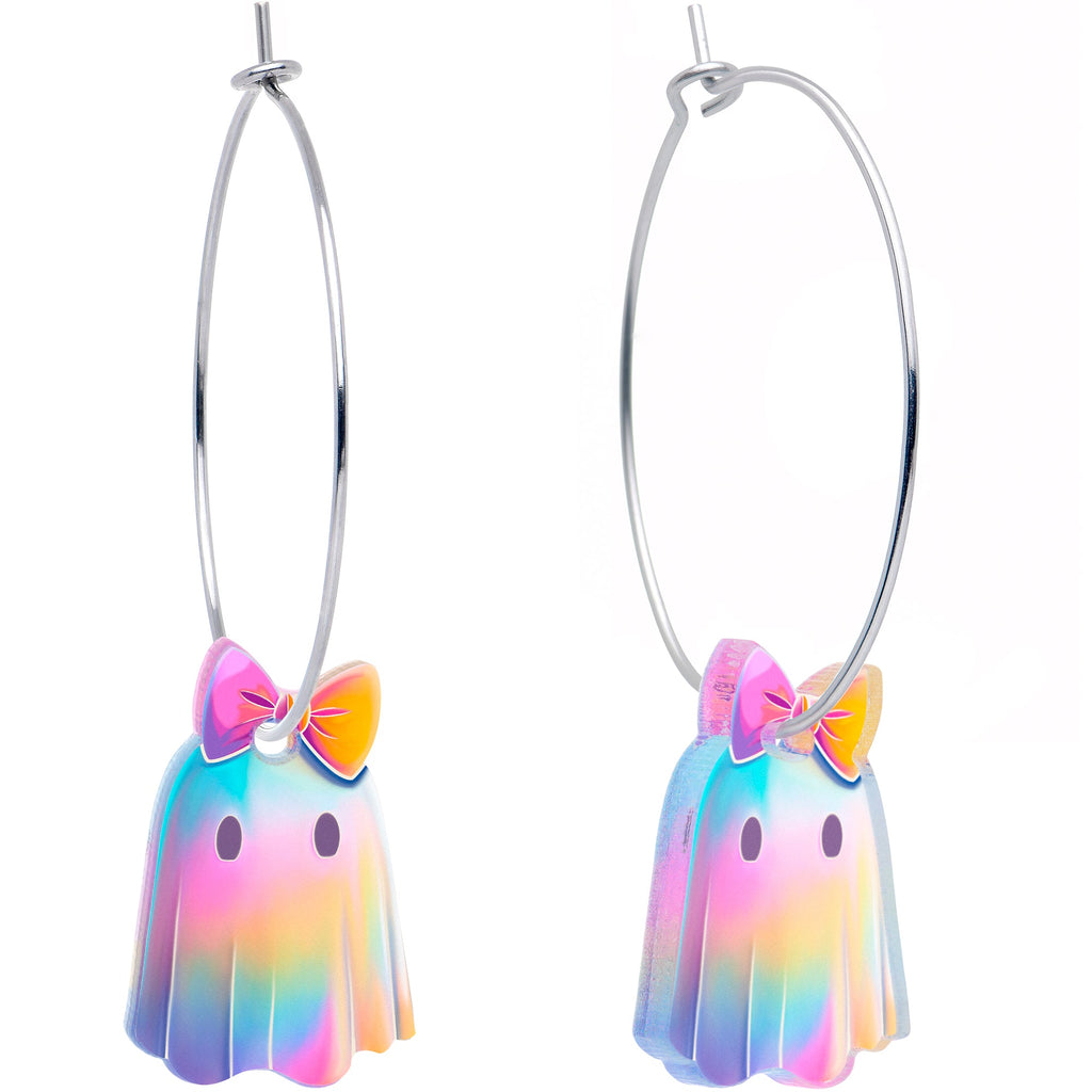 Iridescent Ghost Girl Hoop Earrings