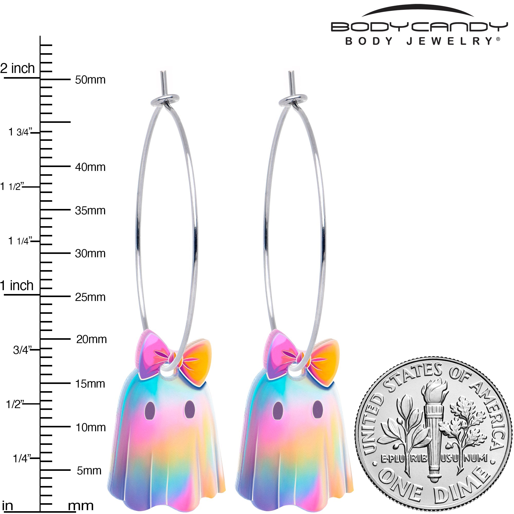 Iridescent Ghost Girl Hoop Earrings