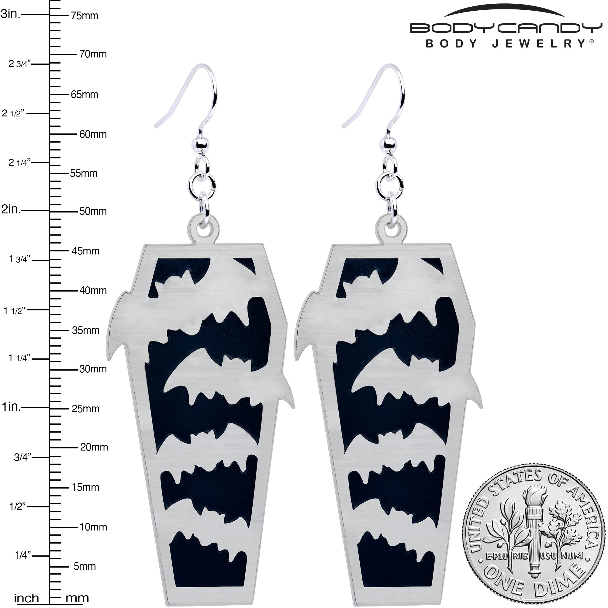 Glowing Bats & Coffin Glow-in-the-Dark Dangle Earrings