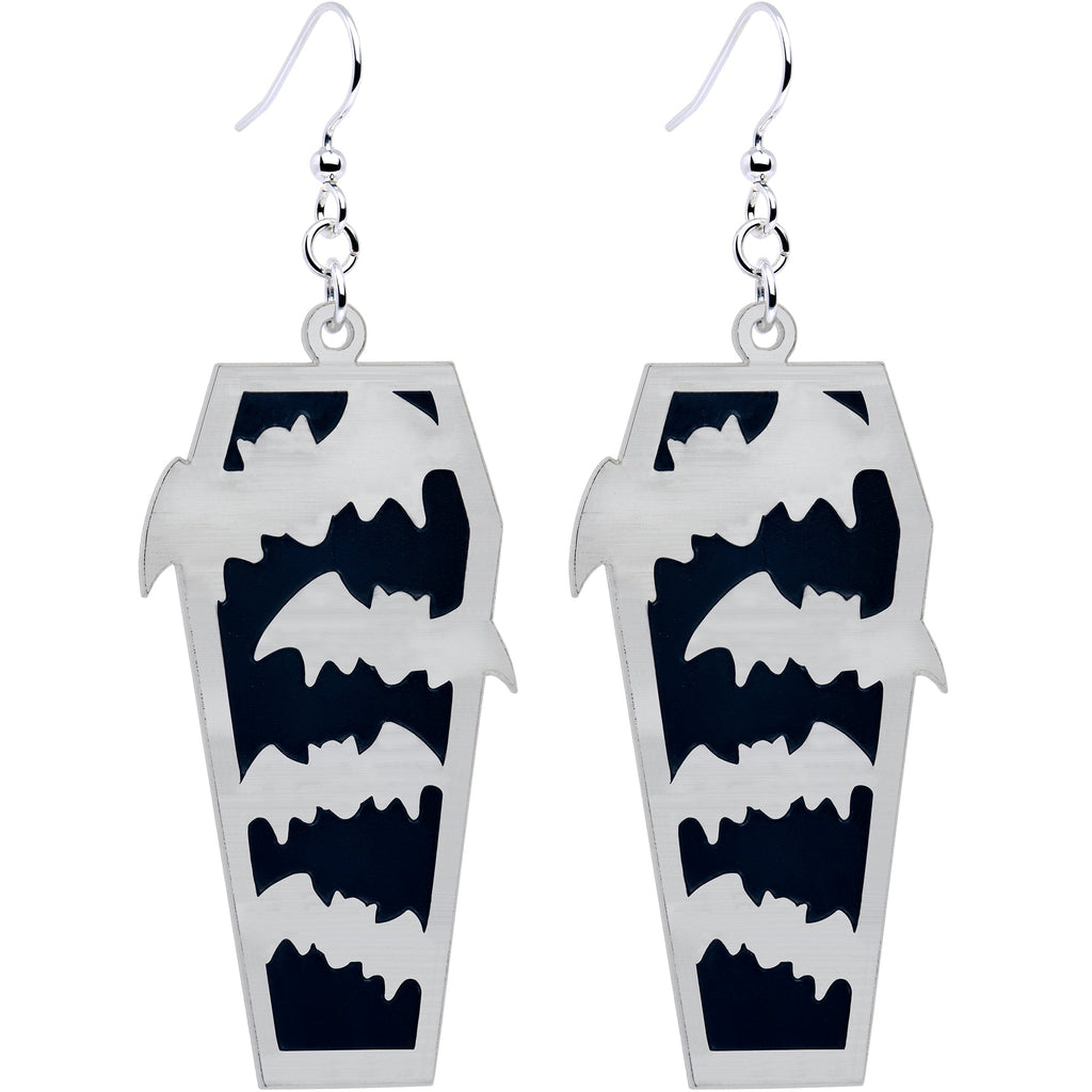 Glowing Bats & Coffin Glow-in-the-Dark Dangle Earrings