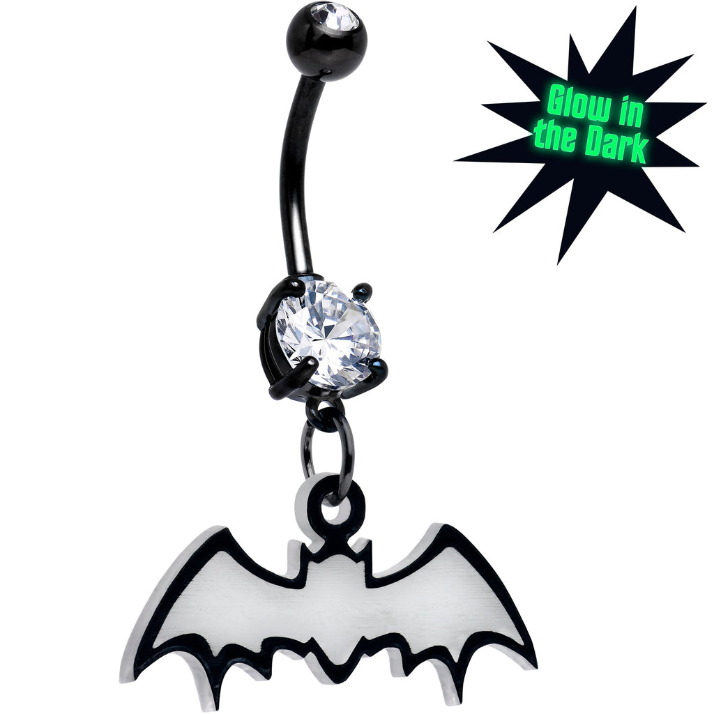 Glow-in-the-Dark Dangle Bat Belly Ring