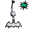 Glow-in-the-Dark Dangle Bat Belly Ring