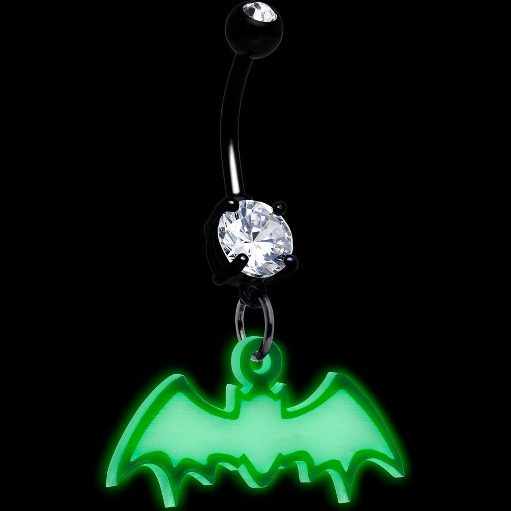 Glow-in-the-Dark Dangle Bat Belly Ring