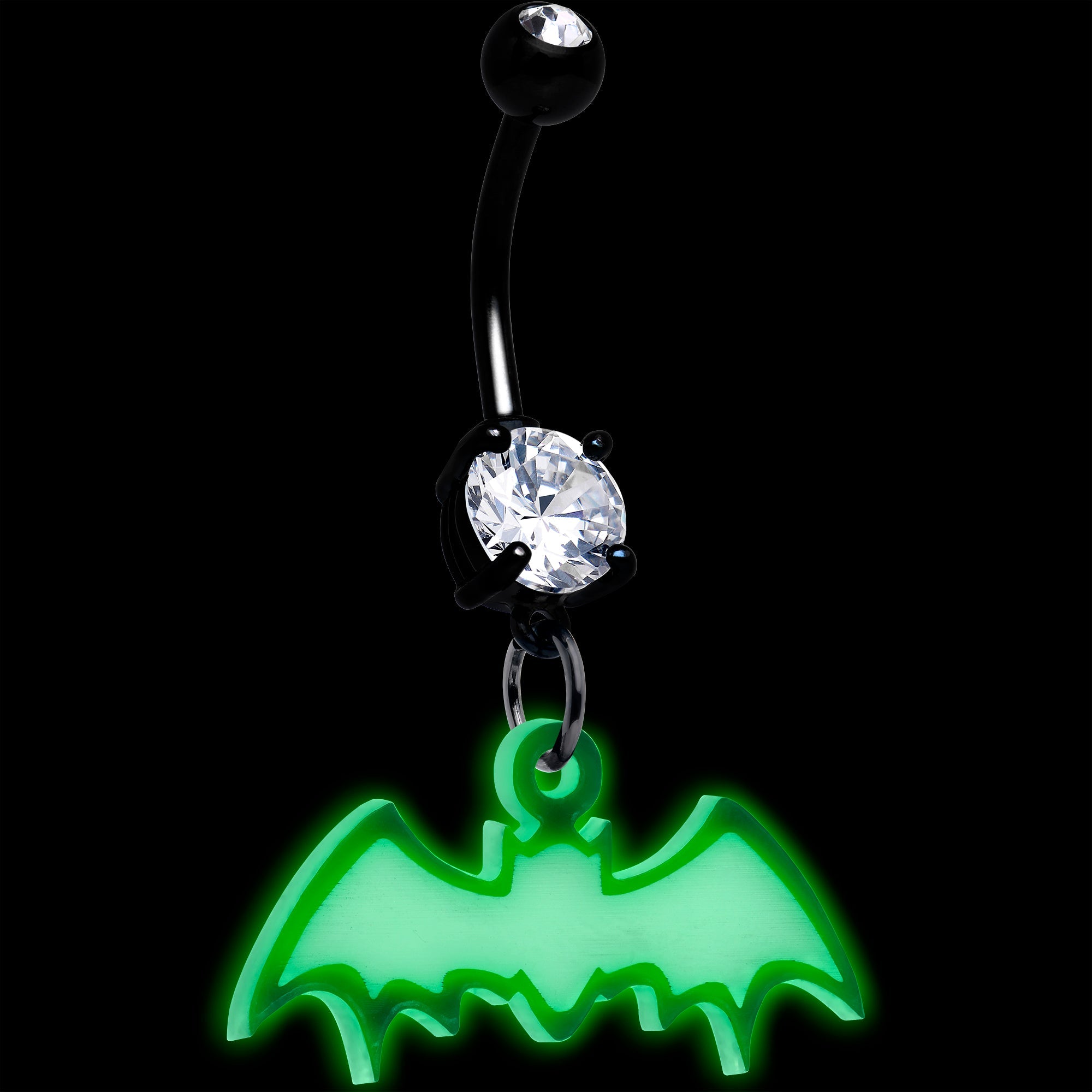 Glow-in-the-Dark Dangle Bat Belly Ring