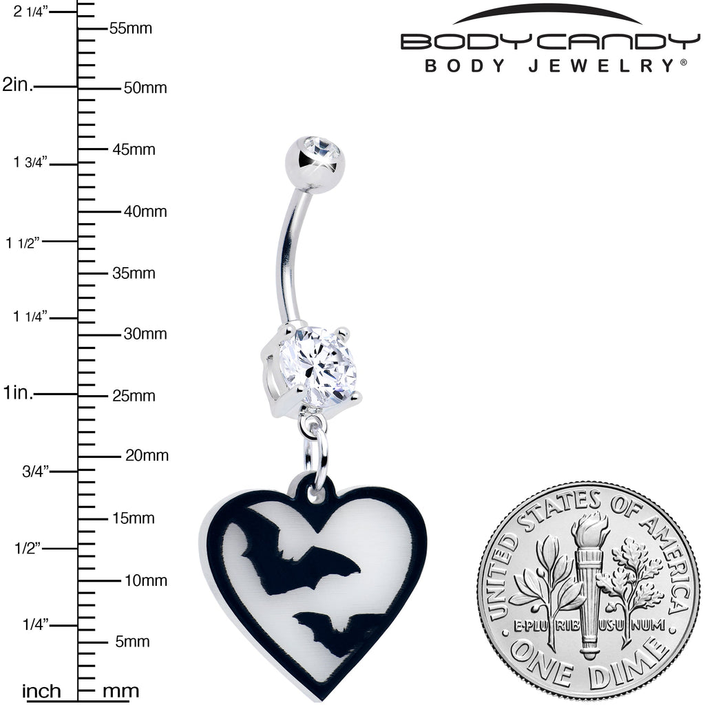 Flying Bat Heart Glow-in-the-Dark Dangle Belly Ring