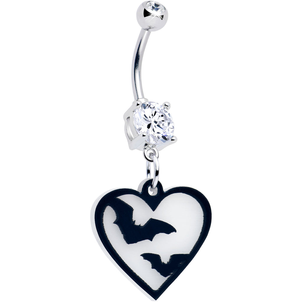 Flying Bat Heart Glow-in-the-Dark Dangle Belly Ring