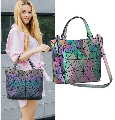 Geometric Laser Handbag & Crossbody Set