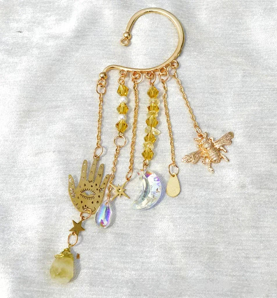 Crystal Charm Ear Cuffs