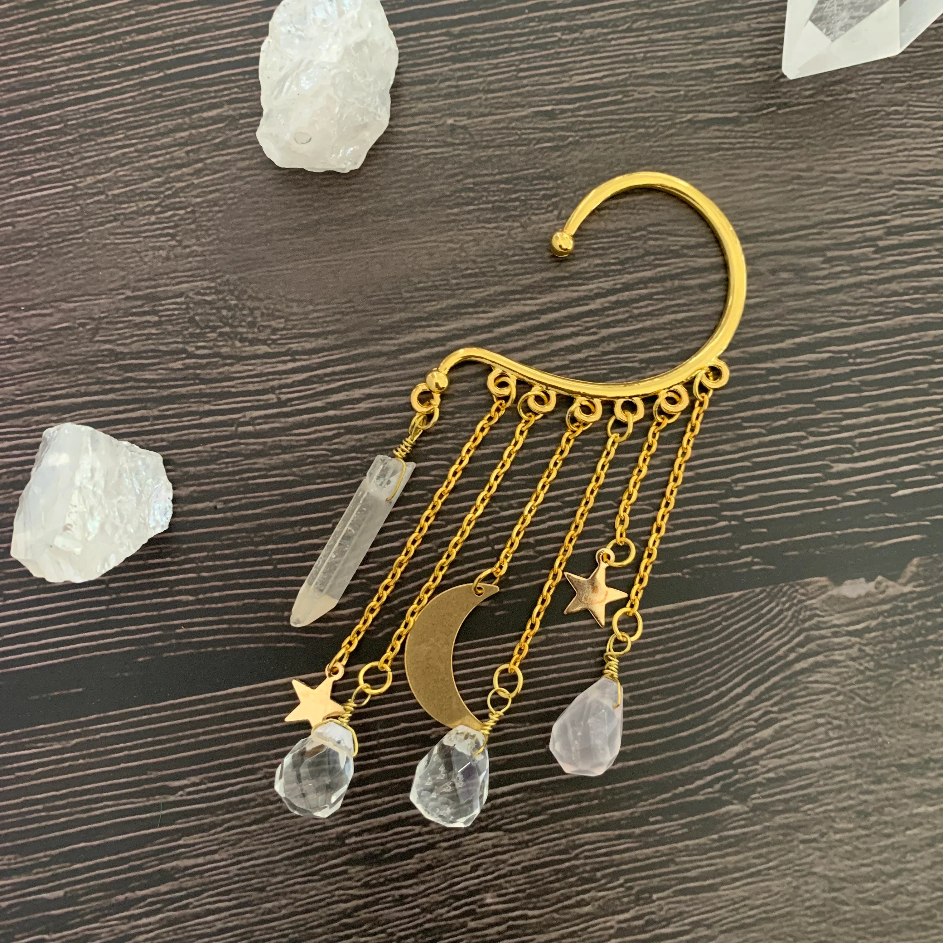 Crystal Charm Ear Cuffs