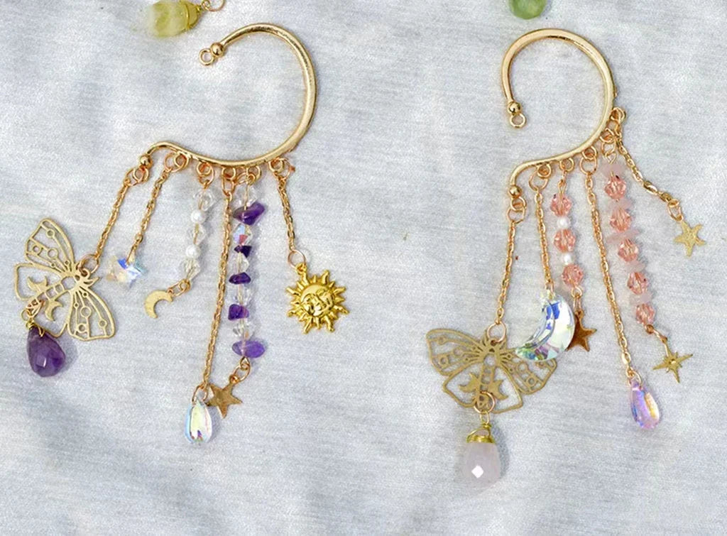 Crystal Charm Ear Cuffs