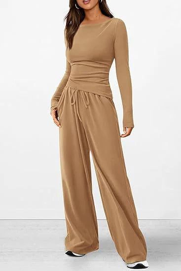 Soft Set Long-Sleeve Top & Wide-Leg Pants