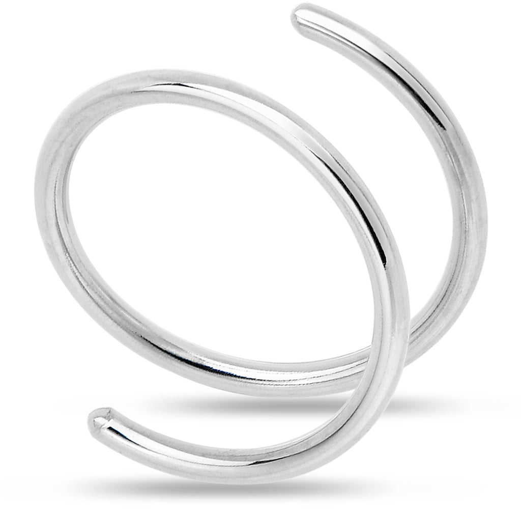 925 Sterling Silver Double Hoop Spiral Nose Ring