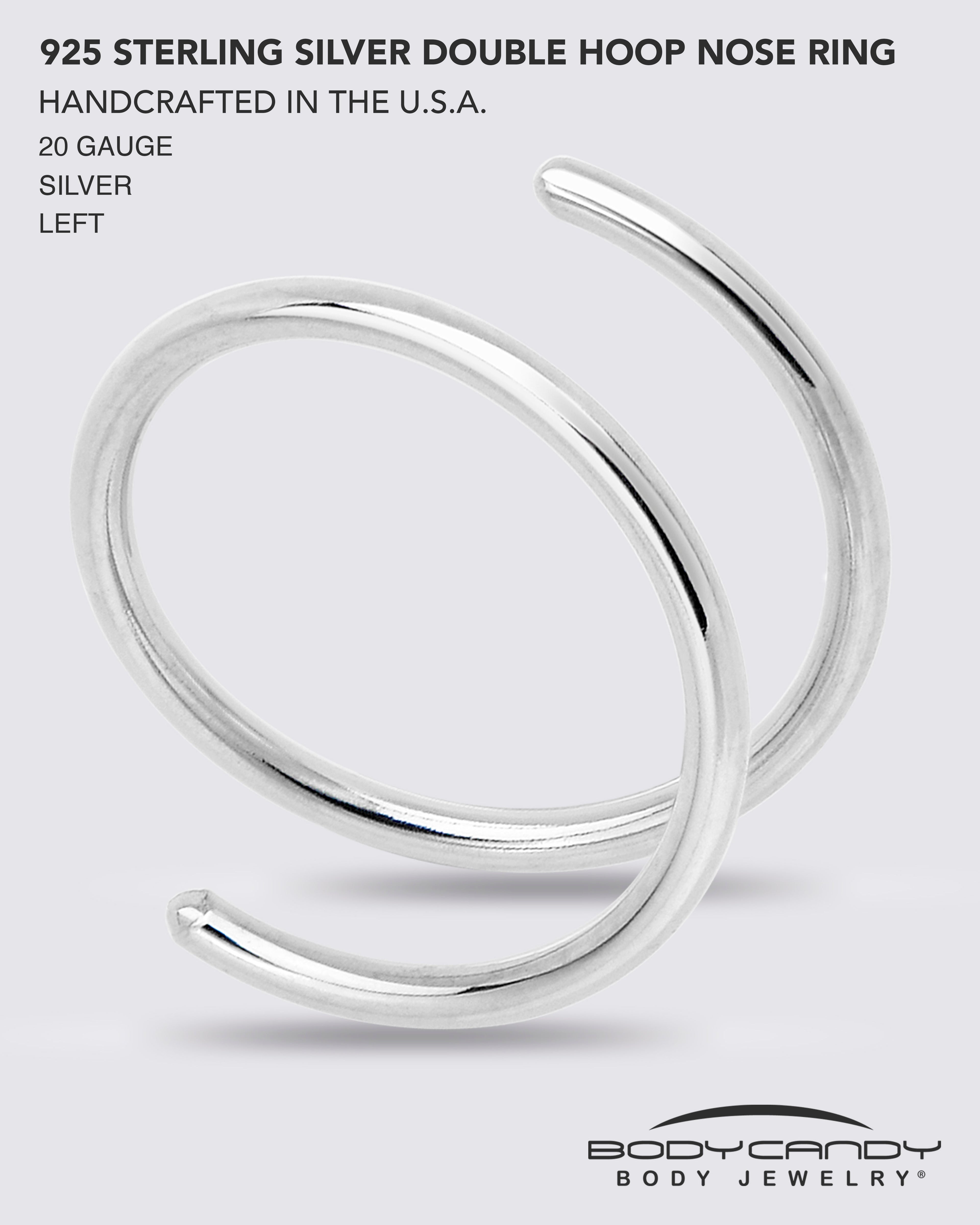 925 Sterling Silver Double Hoop Spiral Nose Ring
