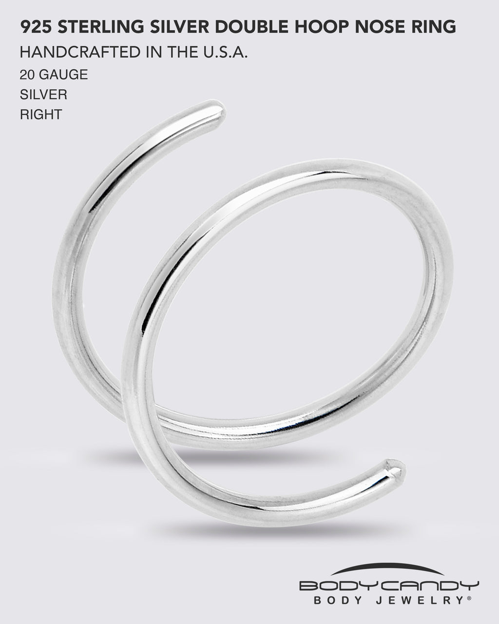 925 Sterling Silver Double Hoop Spiral Nose Ring