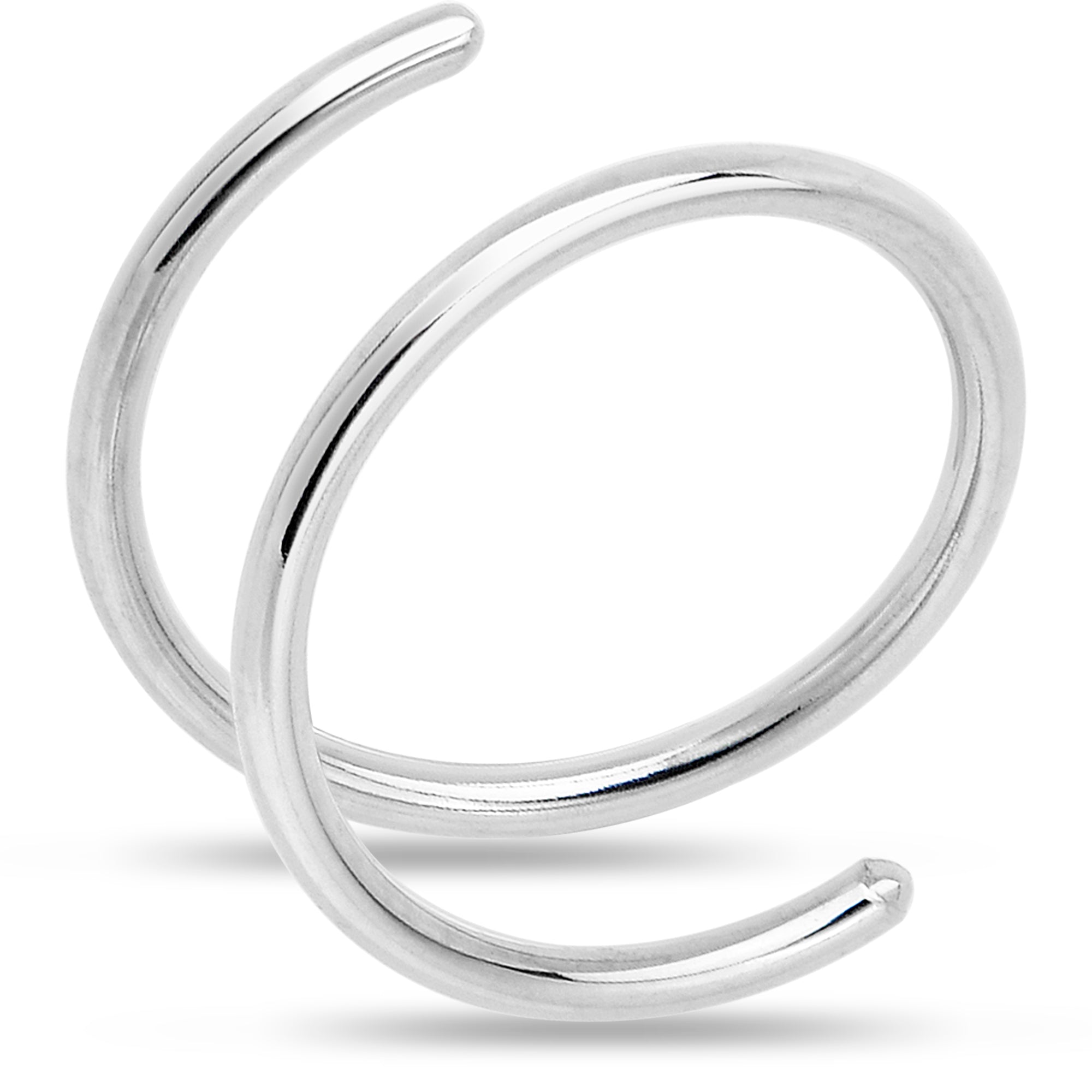 925 Sterling Silver Double Hoop Spiral Nose Ring