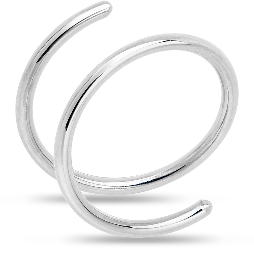 925 Sterling Silver Double Hoop Spiral Nose Ring