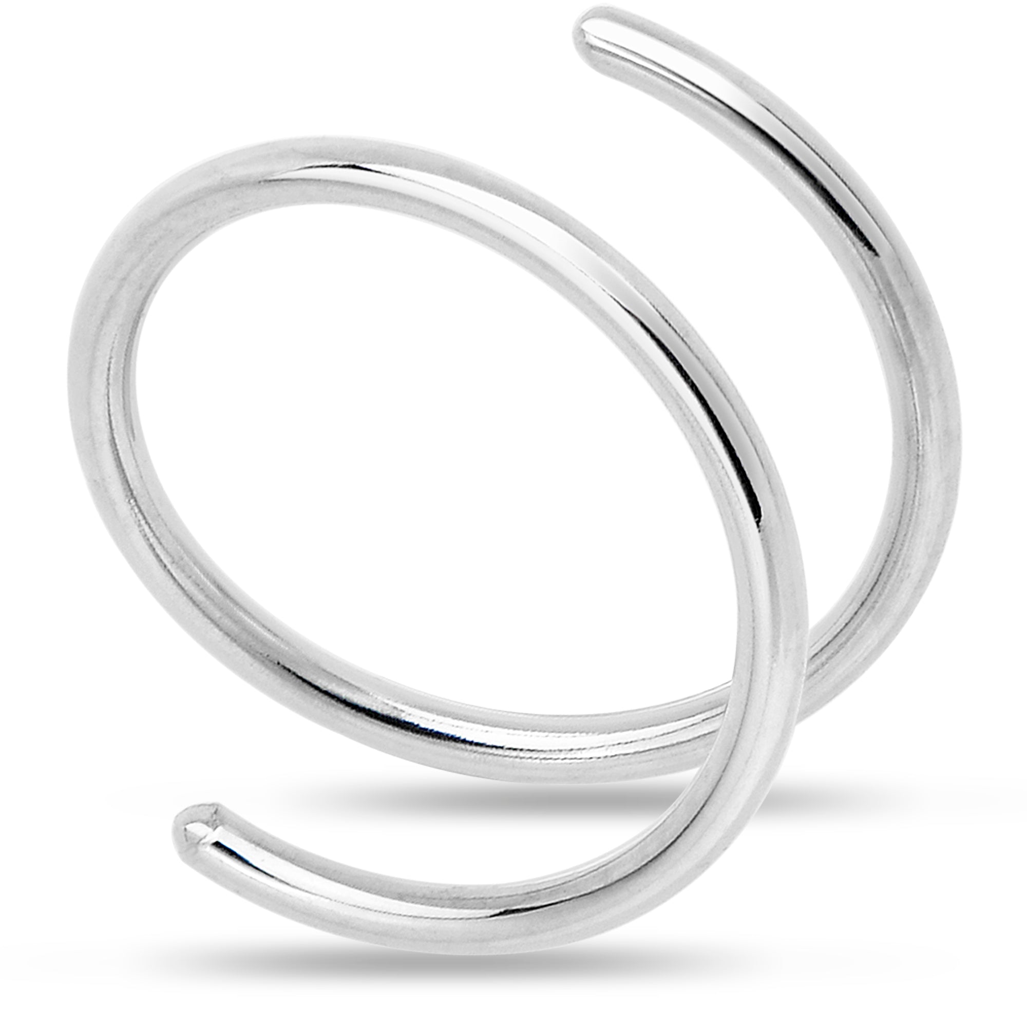 925 Sterling Silver Double Hoop Spiral Nose Ring