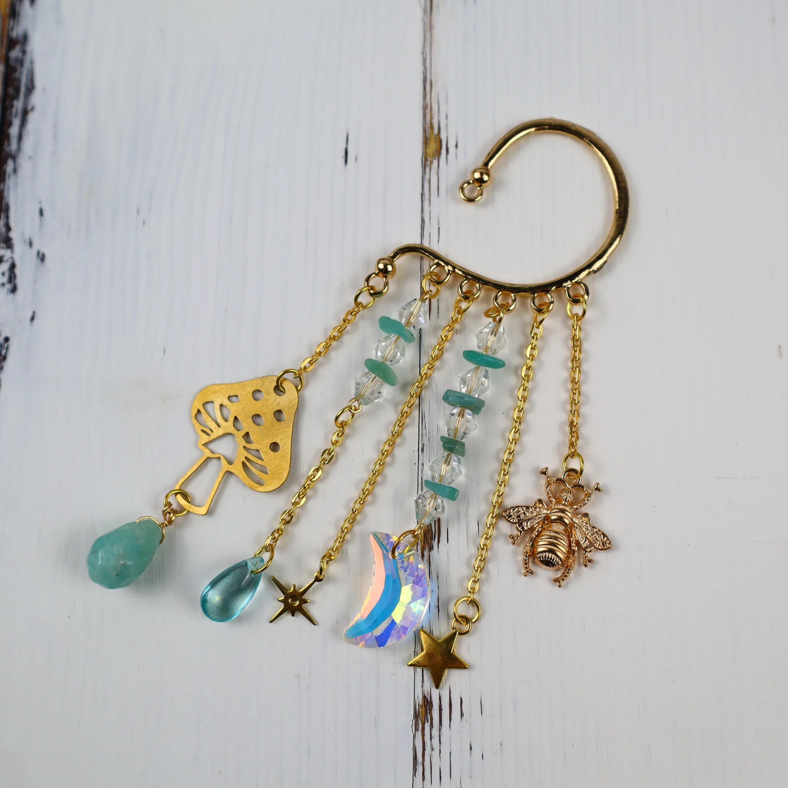 Crystal Charm Ear Cuffs