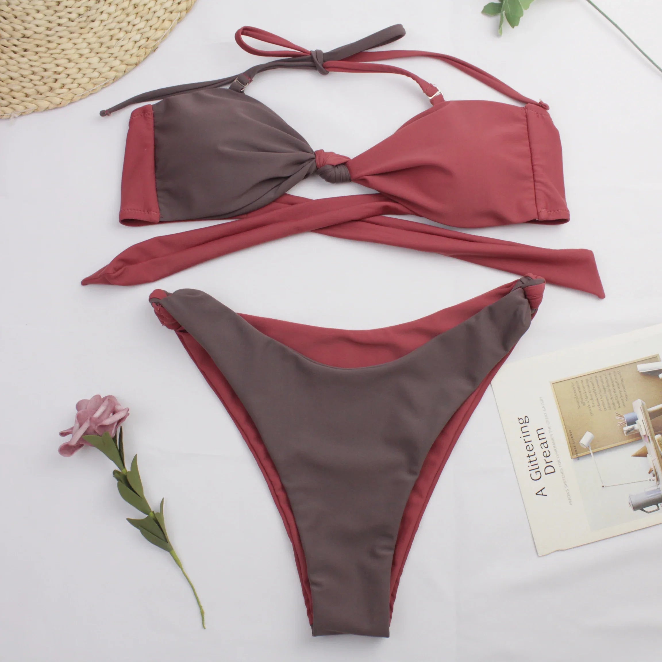 Geelal Two-Tone Two-Piece Swimsuit