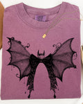 Bat & Lace Gothic Witch Tee — Garment-Dyed Comfort Colors Graphic Shirt