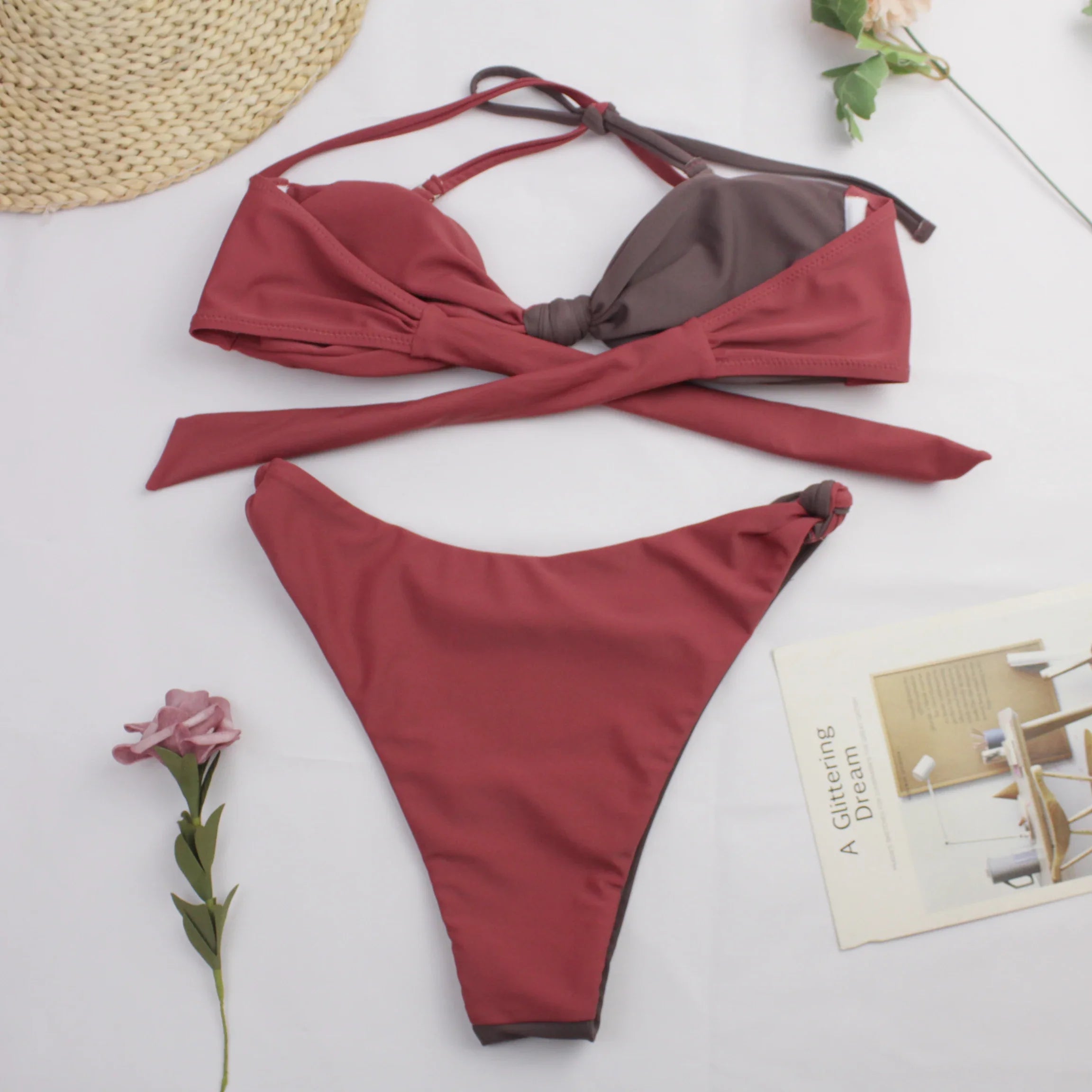 Geelal Two-Tone Two-Piece Swimsuit