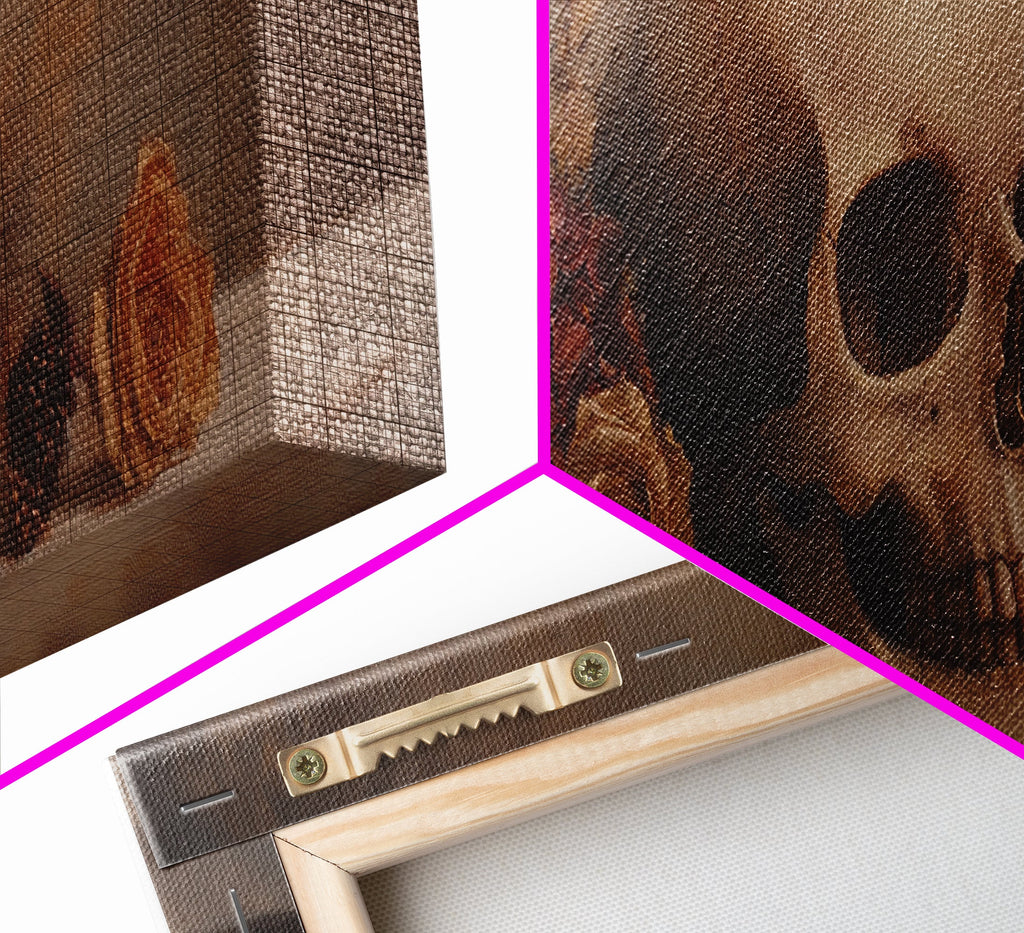Skull and Flowers Still Life Canvas Print