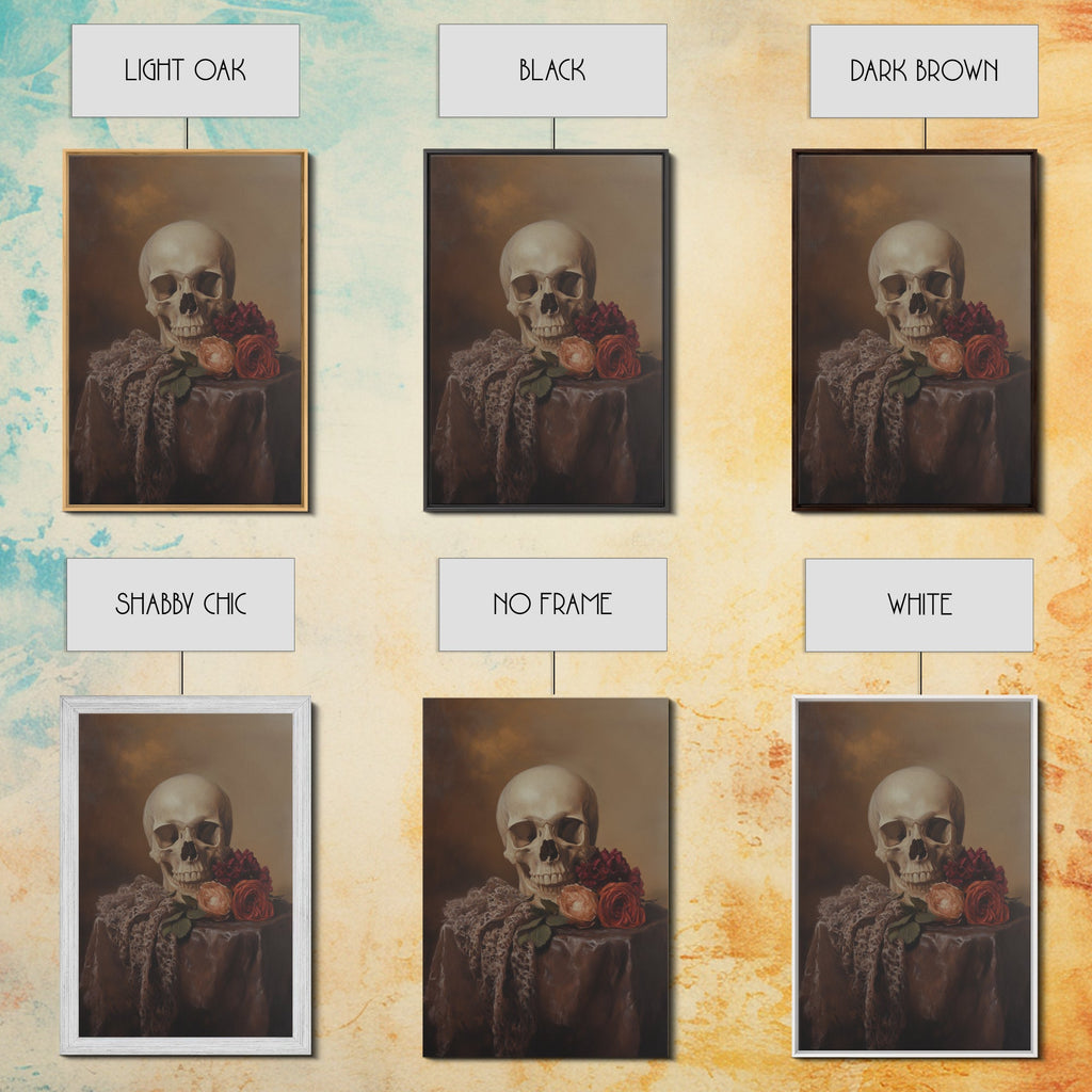 Skull and Roses Still Life Canvas Print