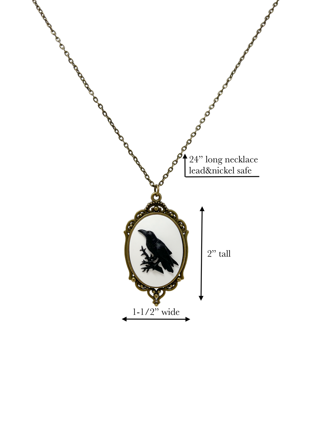 Black Raven necklace silver or bronze