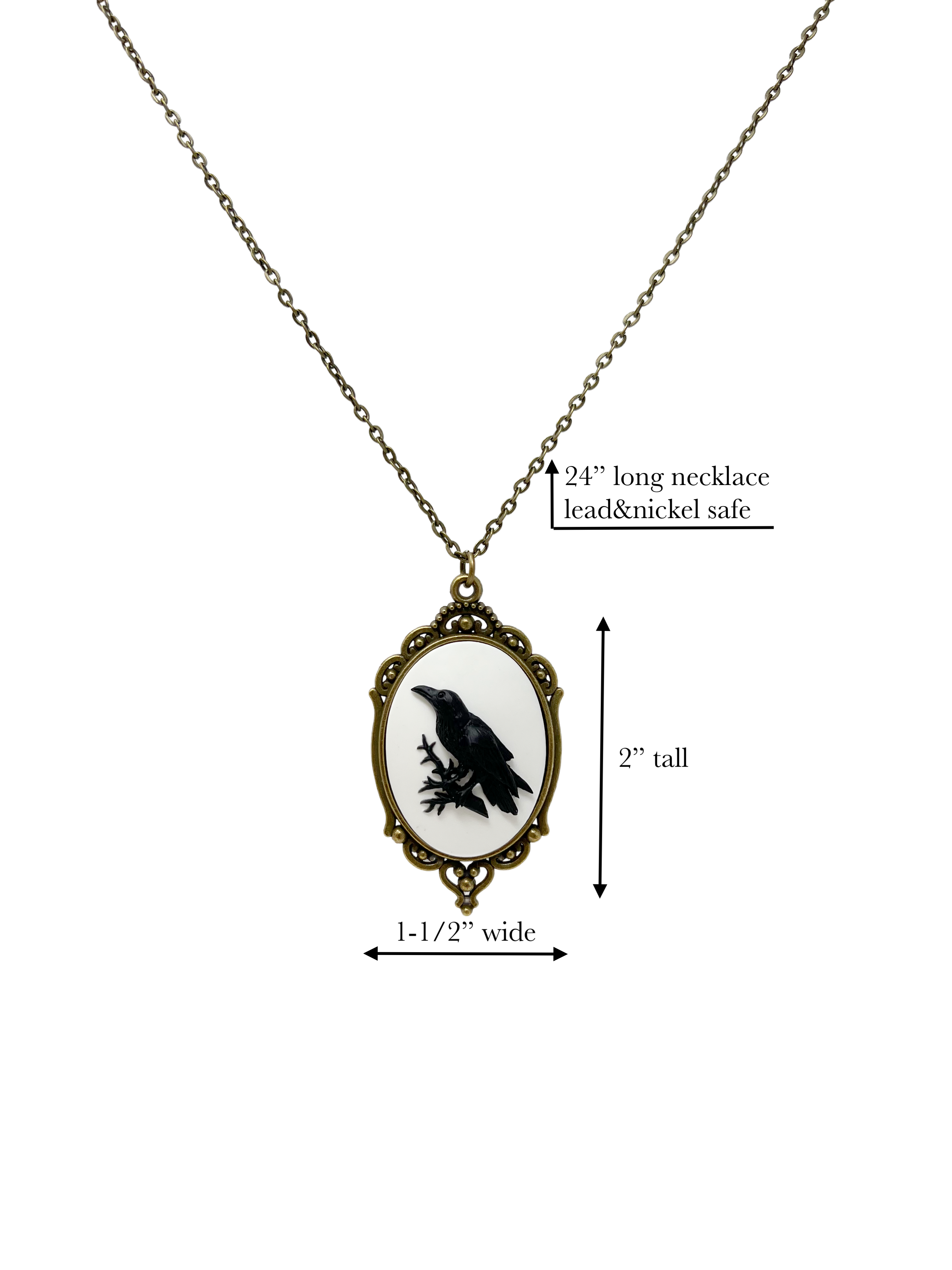 Black Raven necklace silver or bronze