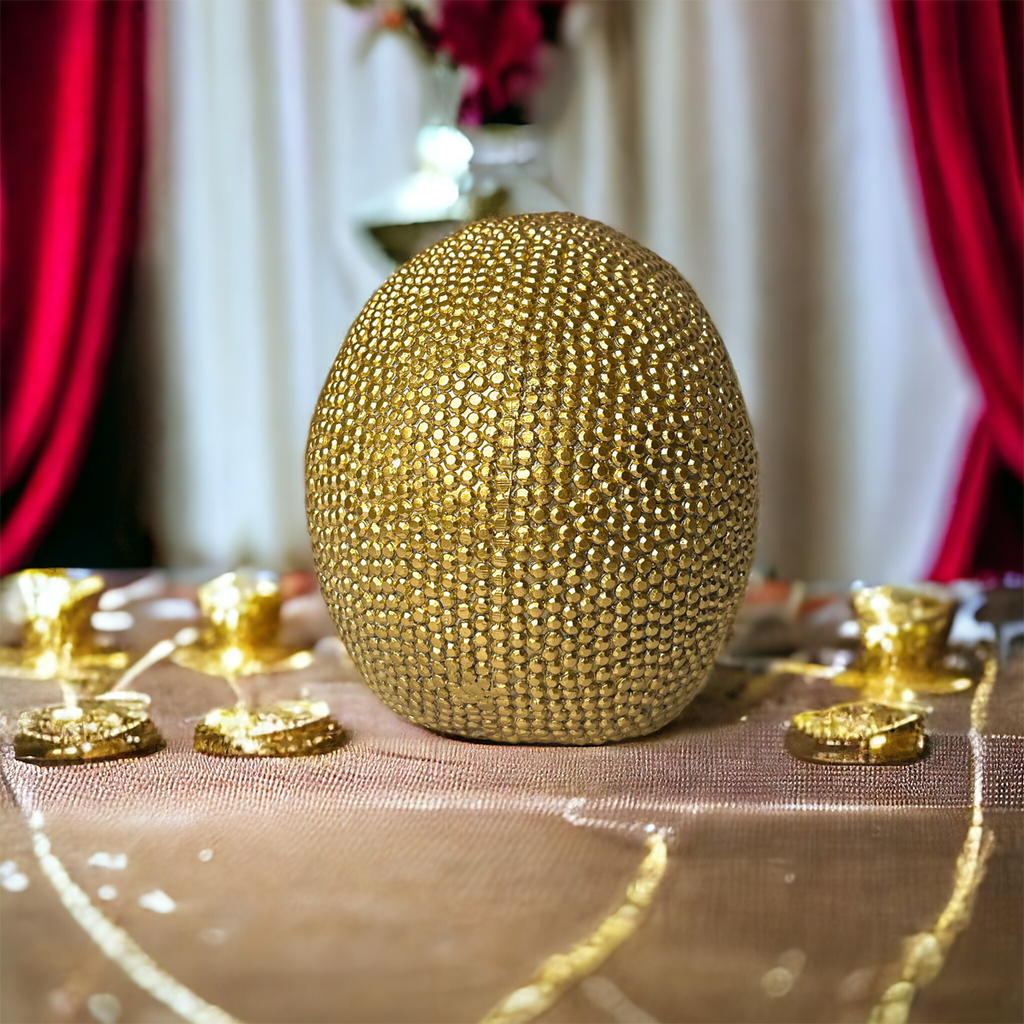 Resin Beaded Skull Statue